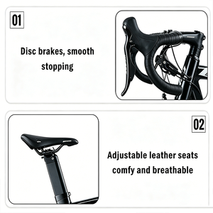Vélo de Course Léger pour Hommes, Vélo de Route 18 Vitesses avec Frein à Disque et Guidon de Course, Fourche en Alliage d'Aluminium - Product Image 3