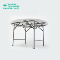 Table pliante ronde en plastique HDPE pour événements et traiteur, vente en gros