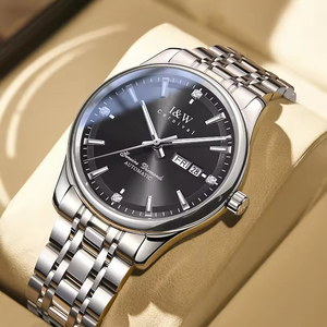 Montre mécanique automatique de luxe noire haut de gamme pour homme, logo personnalisé, cadran 41 mm, acier inoxydable, verre, réserve de marche, squelette - Product Image 3