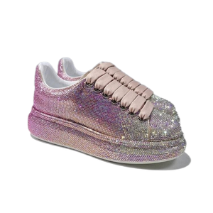 Chaussures de créateur de luxe de haute qualité, style rétro, doublure en mesh, lacets, chaussures décontractées d'extérieur, baskets à semelle épaisse entièrement ornées de diamants pour hommes et femmes - Product Image 1