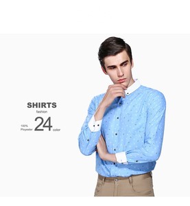 Male Teenager Fashion Casual Slim Fit Plaid <strong>Shirt</strong> 100% Polyester <strong>Men</strong> Print Long Sleeve <strong>Shirts</strong> - Product Image 3