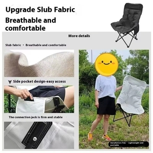 Chaise <span class=keywords><strong>lune</strong></span> pliable portable en coton avec cadre en aluminium, inclinaison réglable sur quatre positions pour le camping, <span class=keywords><strong>la</strong></span> cour et <span class=keywords><strong>la</strong></span> détente en extérieur - Product Image 1