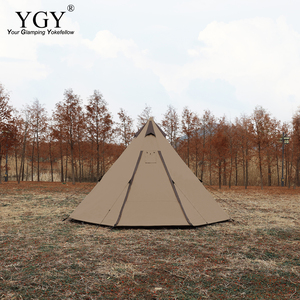 YGY tente pyramidale de glamping double couche 4-6 personnes étanche anti-UV famille tente d'été extérieure 4 saisons avec cuisinière - Product Image 6