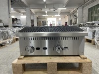 Gril à charbon de bois commercial de 24 pouces pour comptoir, au gaz naturel/propane, grilles en fonte durables, barbecue de restaurant