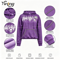   Hoodie court brodé motif crâne et palmier pour femme, style streetwear Y2K, service OEM ODM, petite série personnalisée, sans stock