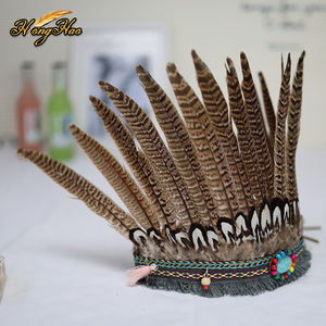 Tren baru kepala ayam pegar bulu hiasan kepala karnaval mentah pesta Halloween aksesori dekoratif alat peraga performa topi - Product Image 3