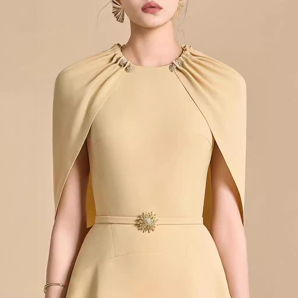 Khaki Women's Banquet Slim-Fit Evening Dresses High Quality Fashion Solid Color Cape A-Line Organza Natural Waistline Party| Alibaba.com Khaki Women's Banquet Slim-Fit Evening Dresses High Quality Fashion Solid Color Cape A-Line Organza Natural Waistline Party| Alibaba.com