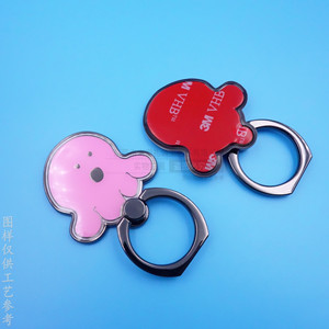 Custom Metal <b>Ring</b> Phone Holder <b>Cartoon</b> Shape Zinc Alloy Adhesive Desk Mount Black Nickel - Product Image 1