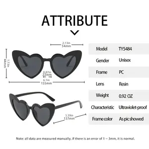 New Fashion Heart Shaped Sunglasses For Men Women Cheap High Quality Gifts Wholesale Sunglasses