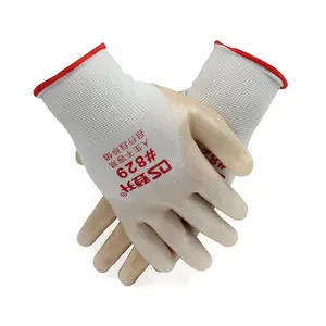 3 / 4 Dip Latex Coated Gloves White Rubber PVC Coated Safety Work Gloves