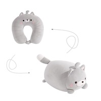 Oreiller de cou multifonctionnel en forme de U, mignon pingouin, double usage, jouet en peluche portable avec rembourrage en mousse amovible pour le camping, logo personnalisé