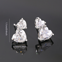 Anting-anting stud wanita 3.0 CTW Fine Jewelry berlapis emas perak sterling bersertifikat GRA, bentuk bunga, potongan hati, moissanite