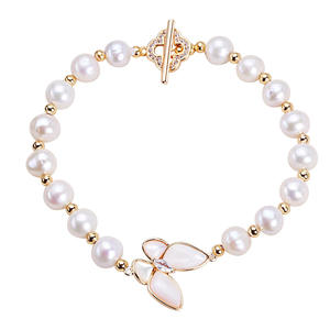 Bracelet en perles de montagne de Zhuji, vente en gros de bijoux, bracelet papillon Beimu, bracelet en perles d'eau douce véritable fait à la main, plaqué or cuivre - Product Image 5