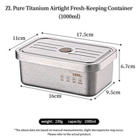 Hoge kwaliteit pure titanium doos, lekvrij, vershoudend, voedselcontainer, meerdere maten, koelkast opbergdoos, fruit bewaardoos, verzegeld, keuken