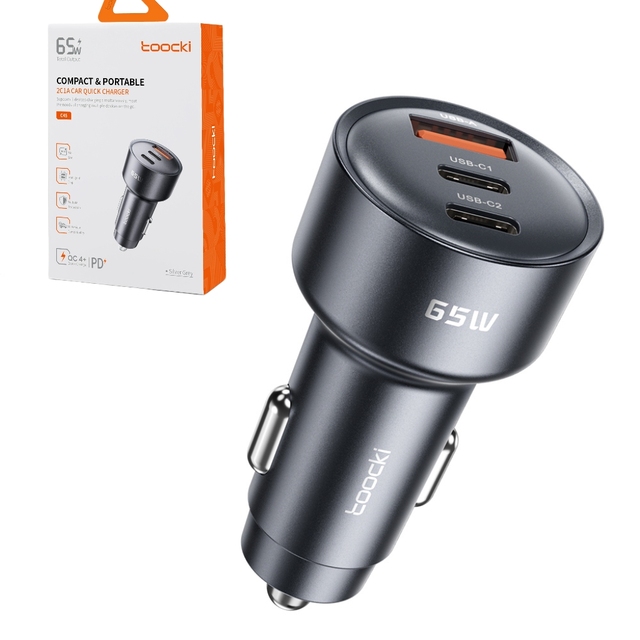 Toocki Ultra-Compact 65W 2C1A Car Quick Charger PD35W 30W Fast Charging with Multi-Layer Protection for All Vehicles and Phones