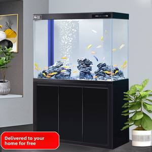 Pecera Ultra Transparente de Pie para Sala de Estar con Filtro Inferior, No Requiere Cambio de Agua, Incluye Acuario Decorado para Peces Dorados - Product Image 3