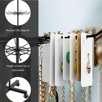 Présentoir de vente au détail à hauteur réglable noir support rotatif à 7 niveaux pour présentoirs de magasin bijoux porte-clés chaussettes chapeaux et jouets
