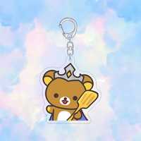 Nouveau porte-clés ours léger, pendentif dessin animé mignon en acrylique, design plat 2D, porte-clés photo numérique pour couples, sac à dos anime