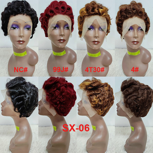 Perruque Pixie Curls à prix promotionnel LetsFly, perruque à dentelle frontale courte, coupe courte, dentelle frontale 13*4, <span class=keywords><strong>cheveux</strong></span> humains, <span class=keywords><strong>cheveux</strong></span> brésiliens - Product Image 1