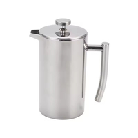 Presse à café portable à double paroi isolée, presse à café française en acier inoxydable 304 pour le camping en plein air avec poignée pliable