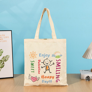 Digital Printing Most Creative Washable and Reusable Cartoon Cotton Canvas Bags Tote Bags Customized Designs for Birthday Gifts