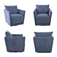 Fauteuil pivotant en tissu bleu moderne CARLFORD, élégant fauteuil d'appoint pour salon, usage domestique, modèle de décoration de salon une place