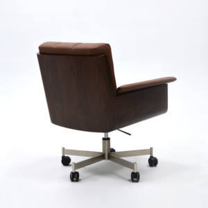 Silla Minimalista de Metal, Silla Giratoria de Cuero, Silla de Salón Deslizante |   Silla Ejecutiva de Lujo para Sala de Estar, Dormitorio, Villa, Hotel, Penthouse - Product Image 3