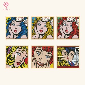 Peinture au diamant DIY personnalisée 5D, série Fille Mignonne, art mural mosaïque rond, à numéros - Product Image 1