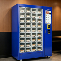 Distributeur automatique de repas chauds du fabricant, boîte bento chauffante 40-60°C avec écran tactile 22 pouces et système de paiement sans espèces compatible SDK