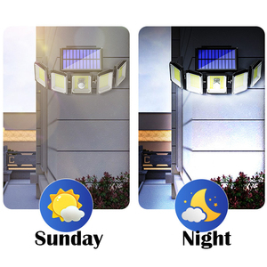 Lampada Solare da Parete per Esterni IP54 con 300 LED, Nuova Illuminazione a Induzione LED Rotante a Cinque Teste per Strade e Sentieri - Product Image 4