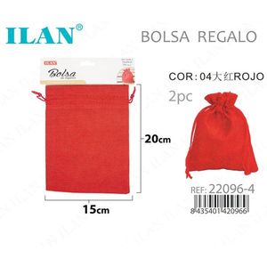 Sacchetto regalo in tela di juta rossa Ilan 15x20 cm per regali 2 pezzi - Product Image 1