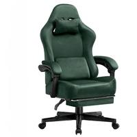 Chaise de bureau ergonomique pour jeu de course Tissu velours noir respirant Repose-pieds réglable en hauteur Pivotant Convertible Massage Noir