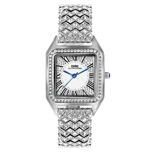 Silver Wristwatch Fashion Diamond Quartz Watch Crystal Watch Bling Iced Out Watch for Mens Womens Unisex