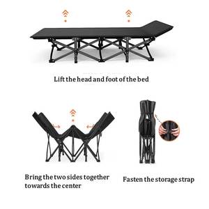 Lit de camping en plein air à cadre stable et durable pliable en métal moderne pour les voyages, les aventures et la randonnée. - Product Image 5