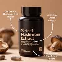 Mélange d'extraits de champignons premium 10 en 1, soutien à l'immunité, santé, Reishi, Cordyceps, Crinière de lion, Chaga, capsule