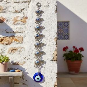 7 <b>Elephants</b> Wall Hanging Ornament With Hand made Glass Evil Eye Beaded From TURKEY - Product Image 3