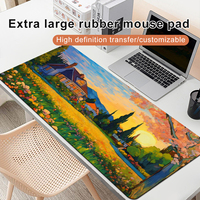 Tapis de souris de haute qualité avec motif de peinture à l'huile, grand tapis de jeu en caoutchouc pour ordinateur, tapis de bureau antidérapant, motif de logo personnalisé