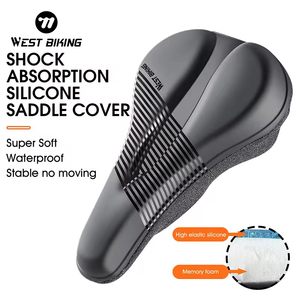 Housse de selle de vélo WEST BIKING en cuir et mousse à mémoire de forme, épaisse, très élastique, douce et confortable pour le cyclisme - Product Image 1