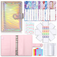 A6 PU cuir classeur clip journal budget classeur accessoires 6 anneaux dossier économie d'argent enveloppe budget classeur avec porte-poche