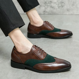 Zapatos Oxford Formales Británicos de Negocios Casuales de Otoño para Hombre, con Parte Superior de Malla Brillante de Primera Capa, Punta Redonda Retro y Suela Gruesa - Product Image 2