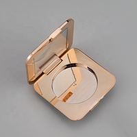 10g Glänzendes Gold Quadratisches Kompaktpuder-Etui Lidschatten-Etui Einzelne Runde Palette Leere Rouge-Palette mit Spiegel