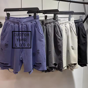 Nuevo Diseño de Moda Masculina: <span class=keywords><strong>Shorts</strong></span> Desgastados con Estilo, <span class=keywords><strong>Shorts</strong></span> Personalizados de Doble Capa para <span class=keywords><strong>Hombre</strong></span>, Corte con Borde Crudo - Product Image 2