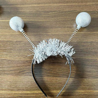 Promotion Halloween : Serre-tête amusant en plastique avec boule en mousse, motif extraterrestre de dessin animé et paillettes dorées, pour adultes, idéal pour les fêtes de Nouvel An et de Noël en intérieur
