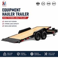 Remorque porte-équipement à double essieu robuste OEM, certifiée DOT CE, remorque à plateau en acier pour le transport d'équipements de construction