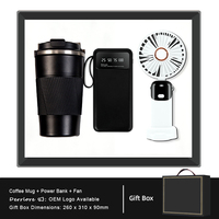 Mug à café personnalisable de luxe avec ventilateur pliable, ensemble cadeau d'entreprise, logo d'entreprise, personnalisation de bureau par l'usine