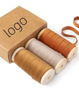 Velvet <b>Ribbon</b> 3/8 Inch Wooden Spool Fabric Trim for Christmas Wreath Decoration - Product Image 1