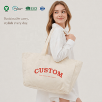 Tas Tote Kanvas Katun Berat dan Tahan Lama dengan Logo Kustom, Ukuran Besar, Dapat Digunakan Kembali, Tas Tangan Ekstra Besar untuk Pesanan Iklan, Pembelian Grosir