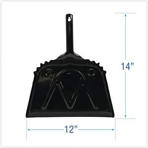 Recogedor de Polvo de Metal Negro de Acero Calibre 20 Boardwalk, 12 x 14 Pulgadas, Mango de 2 Pulgadas con Palo de Escoba de Hierro para Uso en el Hogar y Jardín, 12 Unidades por Caja - Product Image 1