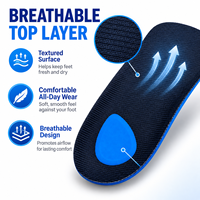 Semelles orthopédiques 3/4 longueur, soutien de la voûte plantaire de qualité médicale, inserts absorbant les chocs pour pieds plats, fasciite plantaire, bleu