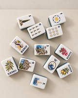 Ensemble de Mahjong américain de luxe, thème Jardin Oriental, 160 tuiles en acrylique, avec motifs Portail Torii et Paysage Mont Fuji, pour offrir